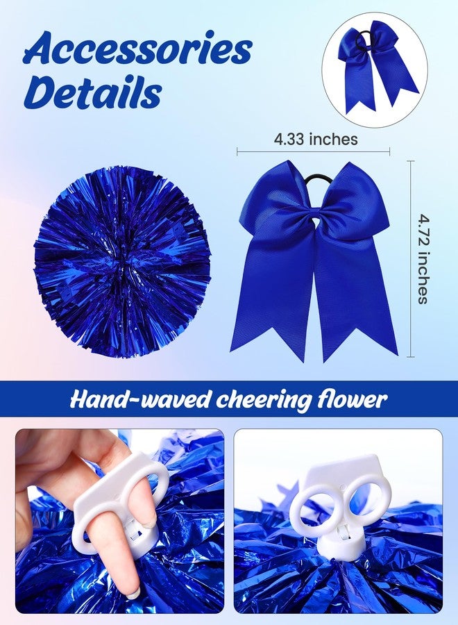 WooHand Halloween Girls Cheerleading Uniforms 8-9 Cute Cheer Uniform Outfit Girl Blue Cheerleader Costume With Accessories Athletic Field Playground - Image 2
