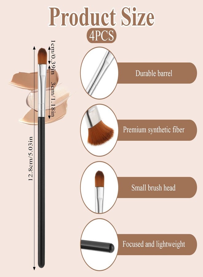 Fyntave 4 Pcs Flat Concealer Brush Eye Eyeshadow Primer Brush Small Blending Brushes Eyeshadow Applicator Brushes for Makeup Blending Powder Cream Highlight - Image 5