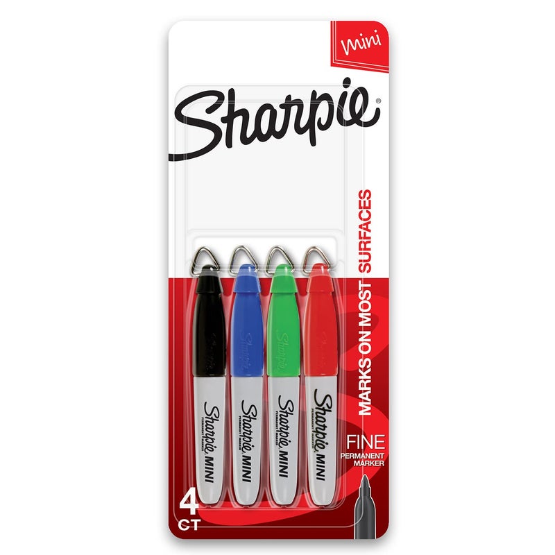 Sharpie ماركرات شاربى ميني دائمة، نقطة رفيعة، ألوان متنوعة، 4 قطع - Image 1
