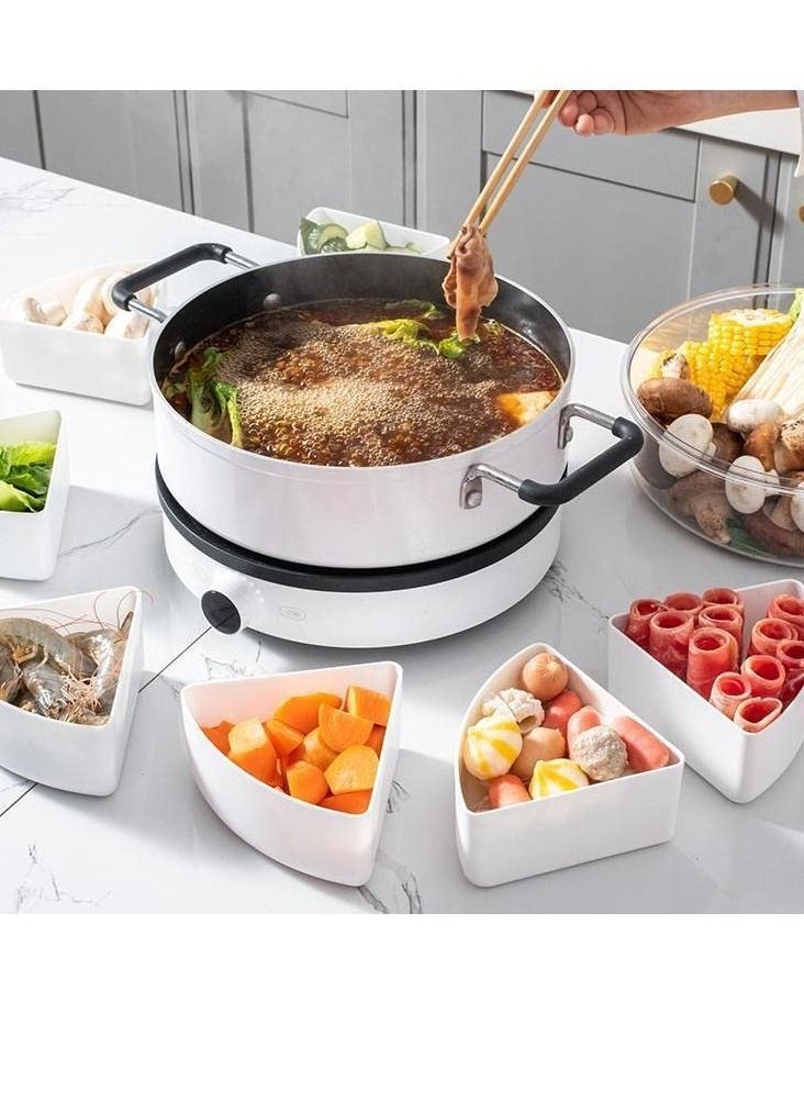 Y&D - Divided Veggie Tray with Lid, Stackable Vegetable Storage Square Appetizer Relish, Serving Platter 4 Compartment Snack Containers for Food Fruit Small Refrigerator Organizer Bins Produce Saver - Image 1