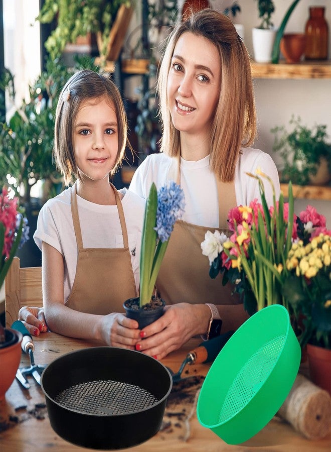 توريناليتال مجموعة من 4 مناخل تربة للحدائق الصخرية، صينية منخل رمل بلاستيكية دائرية للحدائق، صينية منخل للحصى الصغير - Image 5