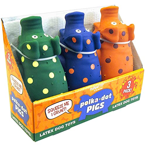 Multipet PolkaDot Pigs Latex Dog Toys 3 Pack - Image 1