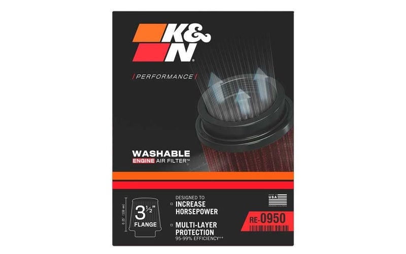 K&N High-Flow Original Lifetime Universal Clamp-On Air Filter: High Performance, Premium, Washable: Flange Diameter: 3.5 In, Filter Height: 6 In, Flange Length: 1.75 In, Shape: Round Tapered, RE-0950 - Image 4