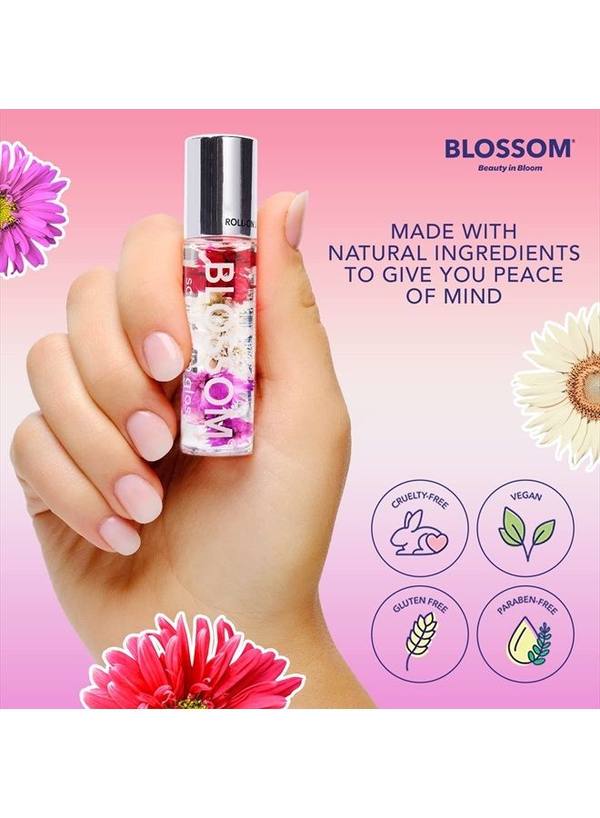 Blossom Scented Roll on Lip Gloss, Infused with Real Flowers, Made in USA, 0.20 fl. oz./5.9ml, Strawberry - Image 3