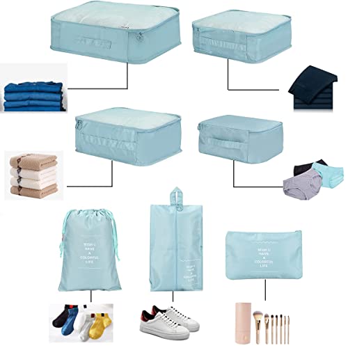 Niwlix Travel Organizer Pouch 7Pcs Packing Cubes for Travel Travel Essentials Pouch Packing Bags for Clothes, Travel Organizer for Women, Packing Cubes (Blue) - Image 2