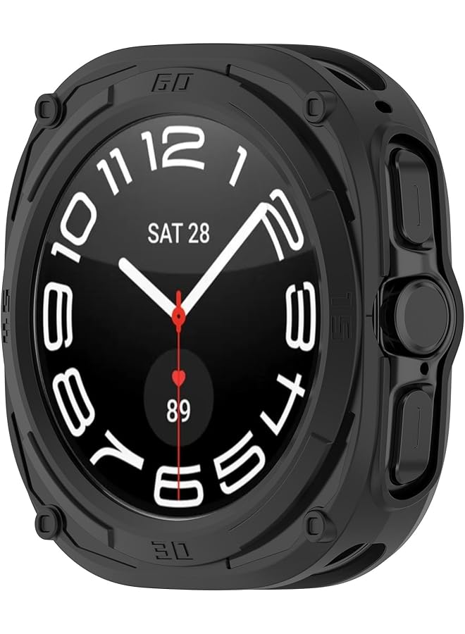 Dado Armor Style Case Protector Compatible With Samsung Galaxy Watch Ultra 47Mm Tpu Half Case Cover Black - Image 2