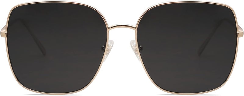 Sojos Trendy Oversized Square Metal Frame Sunglasses for Women Men Retro Big Flat Lens UV Protection Sunglasses SJ1146 - Image 3