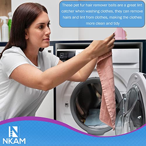 NKAM Pet Hair Remover for Laundry - 12Pcs New Upgrade Laundry Pet Hair Catcher Balls - Reusable Dryer Balls for Pet Hair, Lint Catcher for Washing Machine, Dog and Cat Lint Remover for Clothes - Image 5
