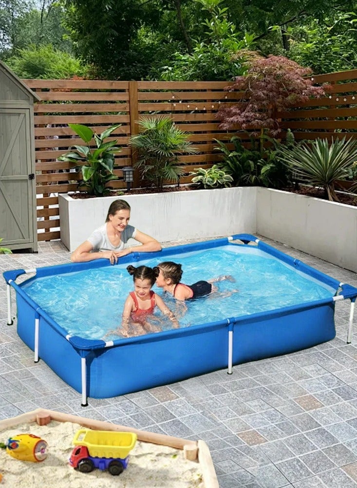 إيفرين مسبح  | حوض سباحة بهيكل معدني، مسبح عائلي فوق الأرض، مسبح خارجي للحديقة، مسبح للأطفال، ٢٢١×١٥٠×٤٣ سم - Image 1
