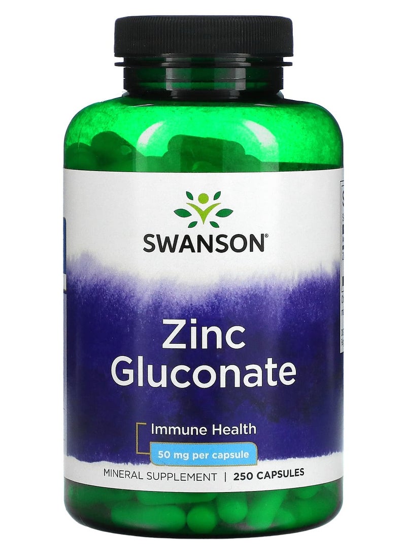 Zinc Gluconate, 50 mg, 250 Capsules