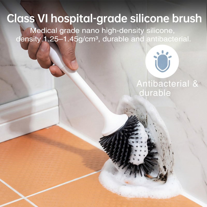 Lefree 2 Pack Silicone Toilet Brush Set with Ventilated Holder, Floor Standing & Wall Mounted Toilet Scrubber - Image 4