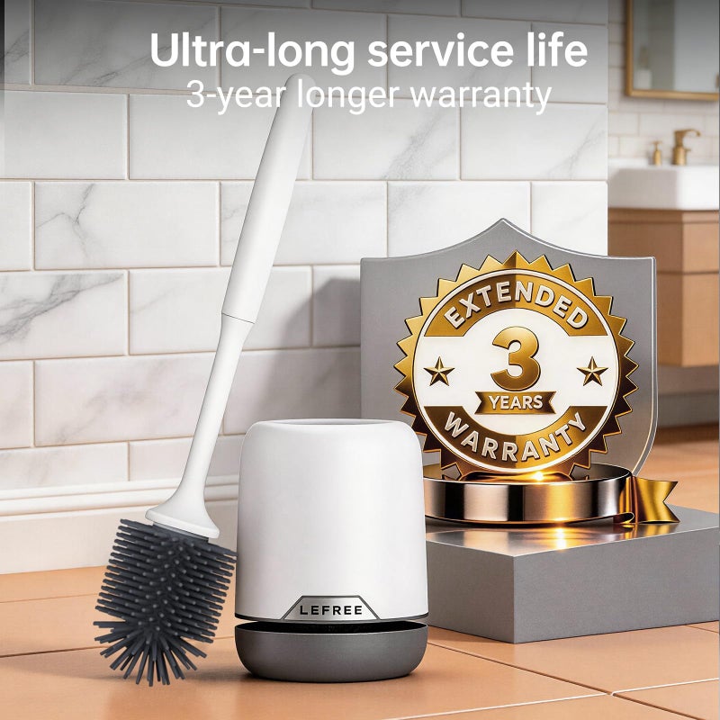 Lefree 2 Pack Silicone Toilet Brush Set with Ventilated Holder, Floor Standing & Wall Mounted Toilet Scrubber - Image 2