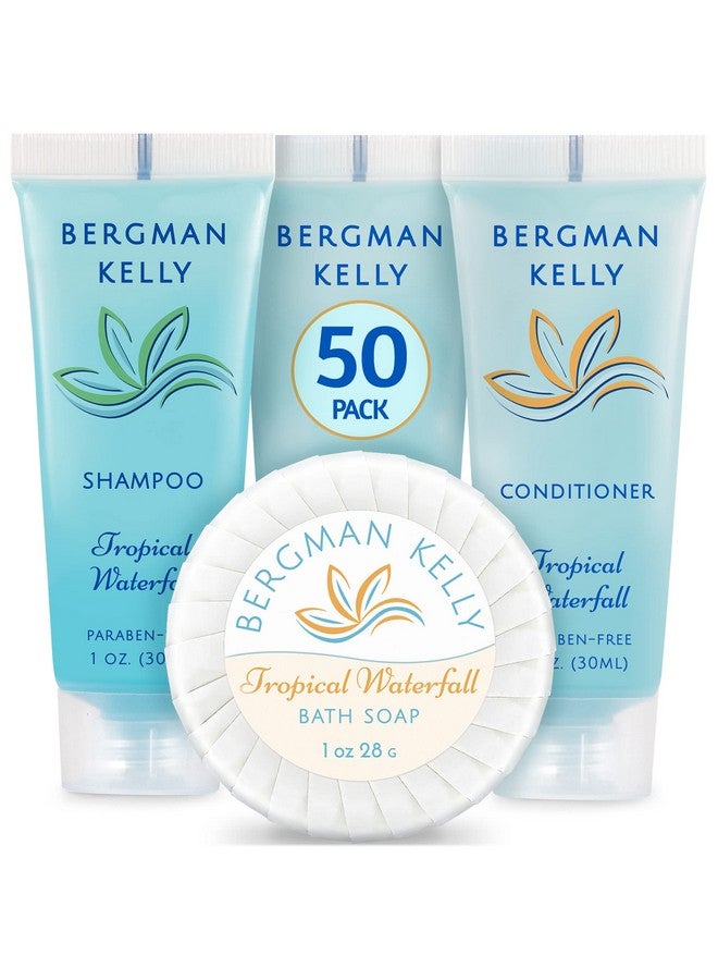 بيرجمان كيلي مجموعة صابون وبلسم من 3 قطع من شامبو وبلسم الفندق الدائري (1 أونصة لكل 150 قطعة من الشلال الاستوائي الإجمالي) استمتع بضيوفك مع فندق منعش بحجم مناسب للسفر - Image 1