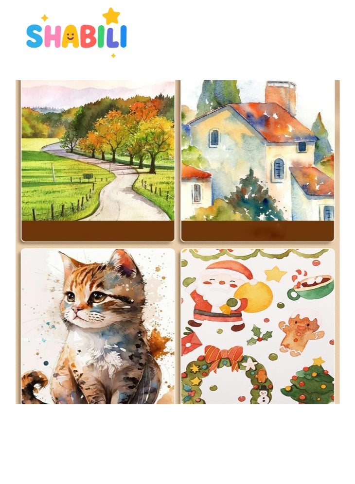 SHABILI Hardcover Watercolor Pad 8K (260×375mm) 200gsm, 24 Sheets 48 Pages Thick Watercolor Paper for Artists Beginners and Students, Professional Watercolor Painting Sketchbook, Fine Art Drawing Pad Gift Set - Image 2