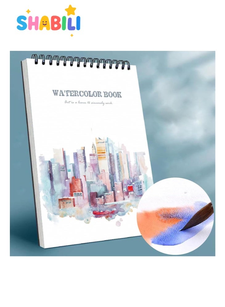 SHABILI Hardcover Watercolor Pad 8K (260×375mm) 200gsm, 24 Sheets 48 Pages Thick Watercolor Paper for Artists Beginners and Students, Professional Watercolor Painting Sketchbook, Fine Art Drawing Pad Gift Set - Image 1
