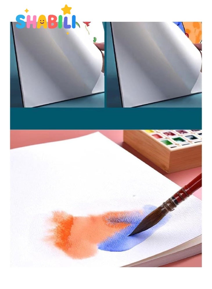 SHABILI Hardcover Watercolor Pad 8K (260×375mm) 200gsm, 24 Sheets 48 Pages Thick Watercolor Paper for Artists Beginners and Students, Professional Watercolor Painting Sketchbook, Fine Art Drawing Pad Gift Set - Image 3