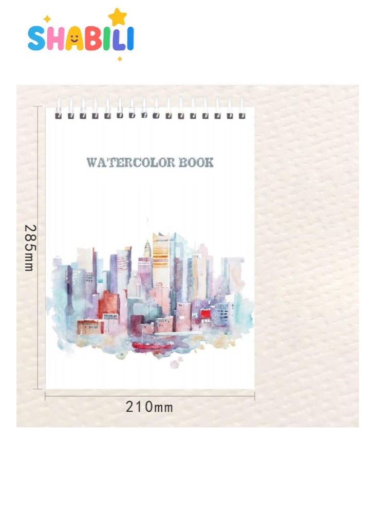 SHABILI Hardcover Watercolor Pad 8K (260×375mm) 200gsm, 24 Sheets 48 Pages Thick Watercolor Paper for Artists Beginners and Students, Professional Watercolor Painting Sketchbook, Fine Art Drawing Pad Gift Set - Image 5