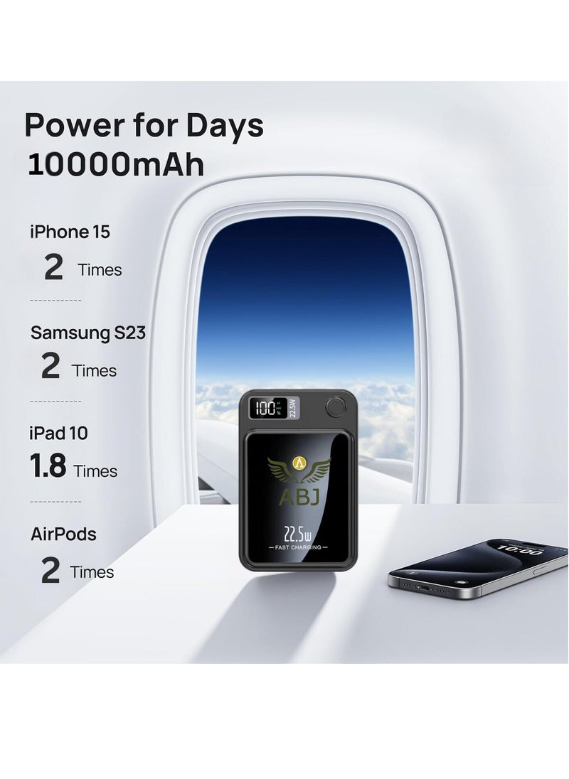 ABJ - 10000mAh Magnetic Wireless Power Bank Portable Charger PD 22.5W Type-C Input/Output 15W Wireless Charging Compatible with IPhone.Samsung. HuaWei. XiaoMi. Honor - Image 1