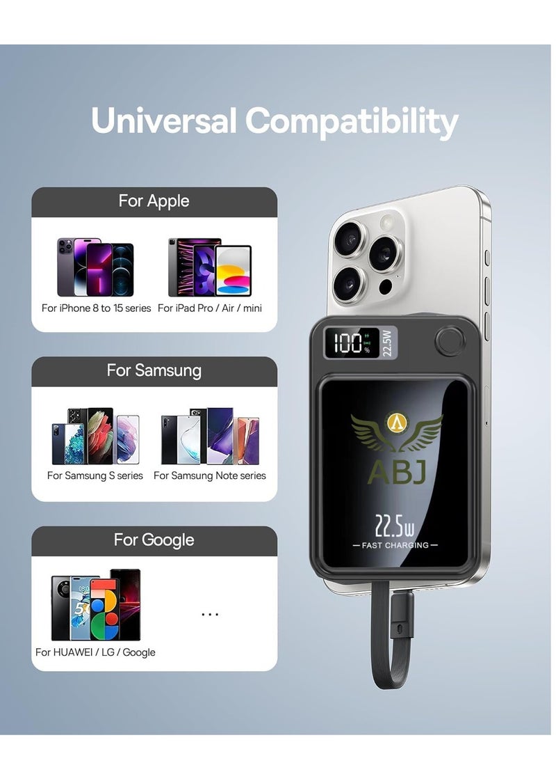 ABJ - 10000mAh Magnetic Wireless Power Bank Portable Charger PD 22.5W Type-C Input/Output 15W Wireless Charging Compatible with IPhone.Samsung. HuaWei. XiaoMi. Honor - Image 1