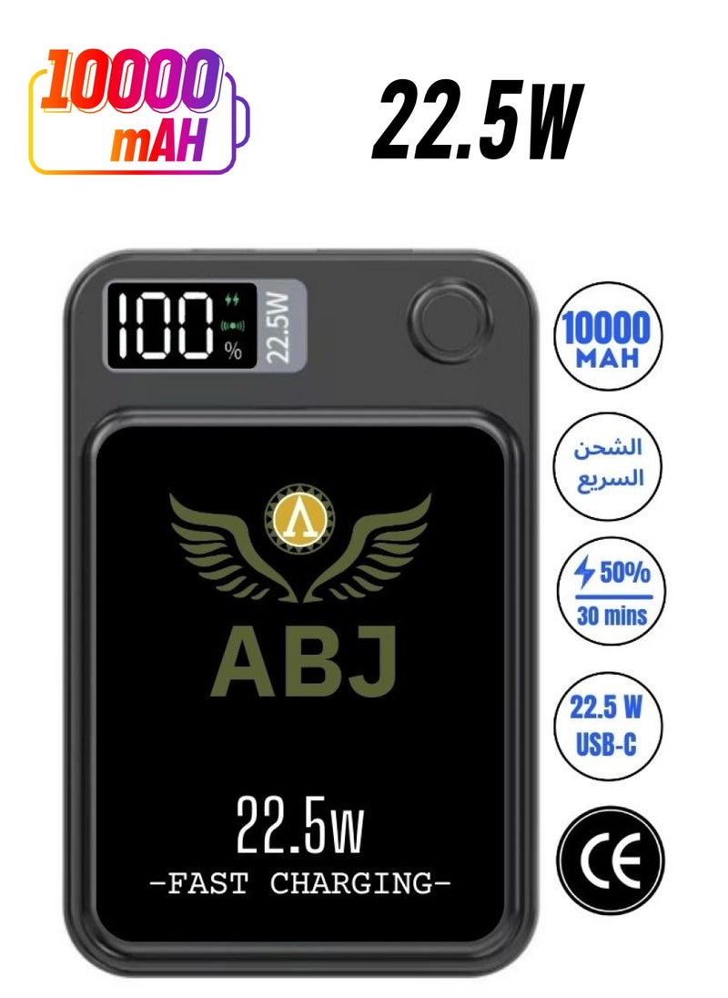 ABJ - 10000mAh Magnetic Wireless Power Bank Portable Charger PD 22.5W Type-C Input/Output 15W Wireless Charging Compatible with IPhone.Samsung. HuaWei. XiaoMi. Honor - Image 1