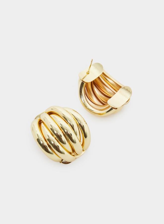 Styli Gold Ribbed Hoop Earrings - Image 2