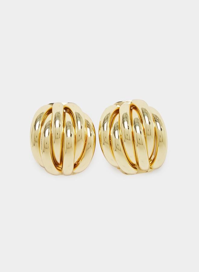 Styli Gold Ribbed Hoop Earrings - Image 1