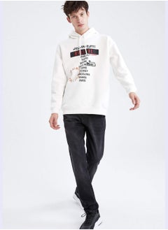 DeFacto Oversize Fit Long Sleeve Slogan Print Knitted Hoodie  - Image 2