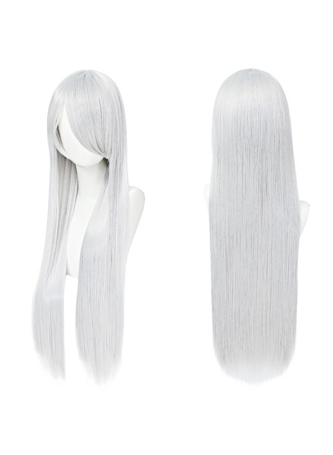Generic Colorful Long Straight Cosplay Wig 80cm For Men And Women Wholesale OEM Customized Anime Real Show Mechanism Hair Wig White
