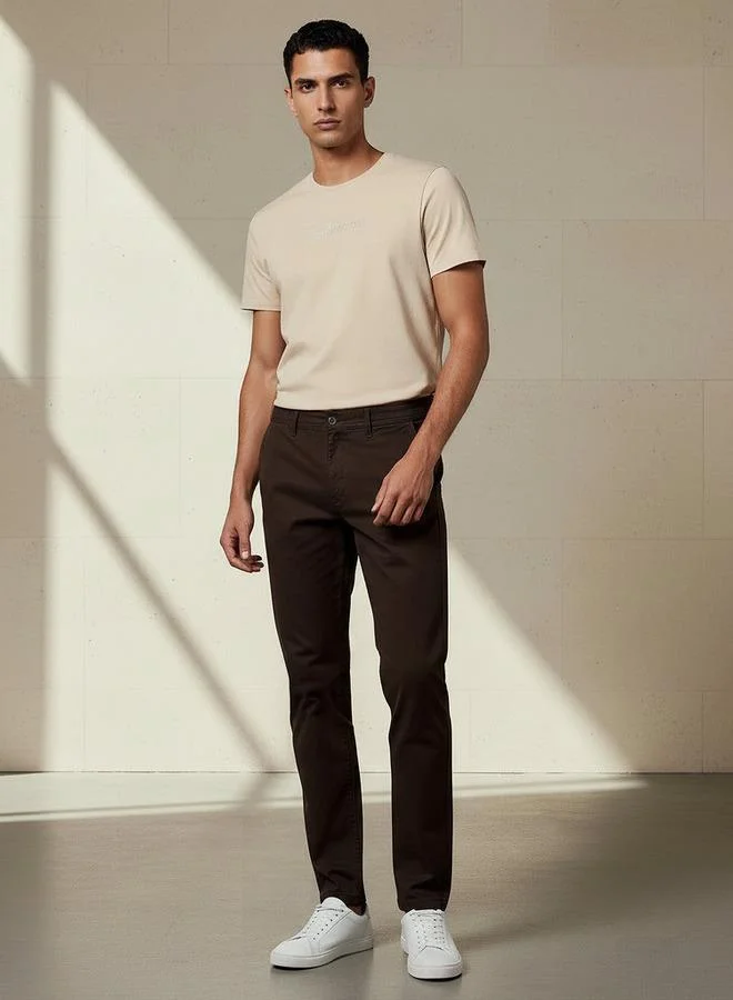 Splash FAV BROWN Smart Slim Fit Cotton Chinos for Men | Best Price UAE