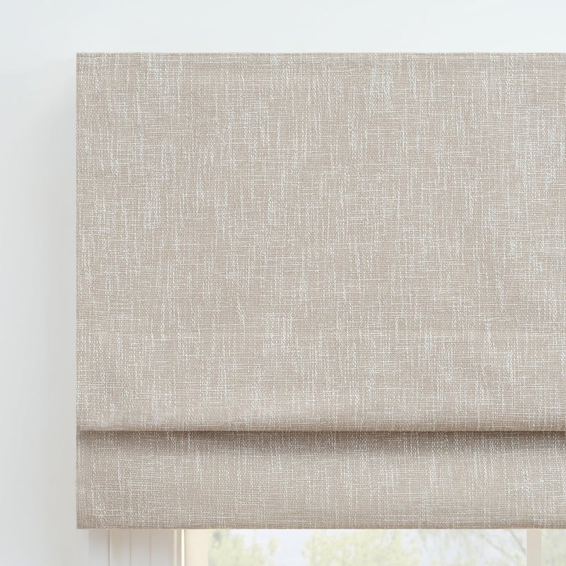 Eclipse Drew Roman Shades for Windows, Cordless 100% Blackout Shades, 23 in Wide x 64 in Long, Noise Reducing, Energy Efficient and Textured Solid Window Shades for Living Room, Bedroom, Linen - Image 2