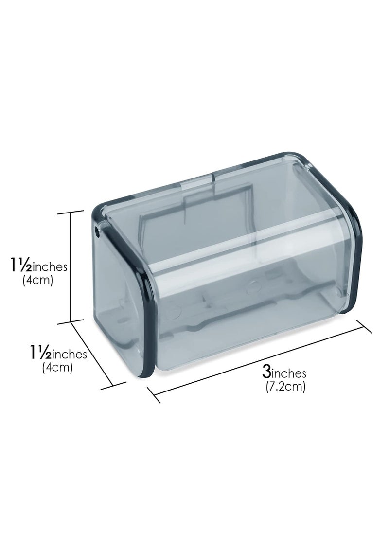 Wall-Mounted Toothbrush Holder with Cover - 2 Pack Self-Adhesive Organizer for Bathroom & Dorm, 2 Slots Grey Toothbrush Rack