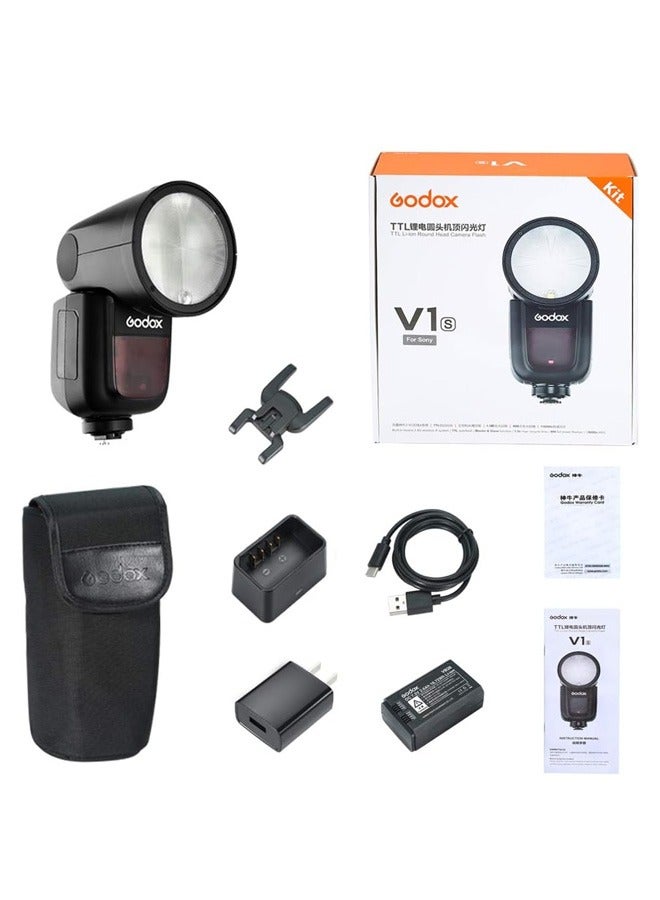 Godox GODOX V1 V1-S Round Head Camera Flash for Sony, 2.4G TTL Sony Flash Speedlite, 1/8000 HSS Speedlight for Sony, Rechargeable Li-ion Battery, 480 Full Power Shots, 10 Level LED Modeling Lamp - Image 1