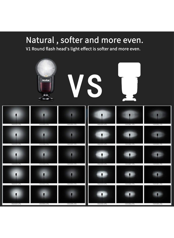 Godox GODOX V1 V1-S Round Head Camera Flash for Sony, 2.4G TTL Sony Flash Speedlite, 1/8000 HSS Speedlight for Sony, Rechargeable Li-ion Battery, 480 Full Power Shots, 10 Level LED Modeling Lamp - Image 2