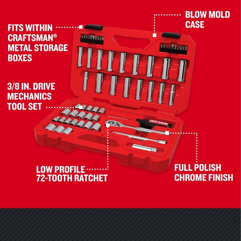 CRAFTSMAN Mechanics Tool Set 38 Inch Drive 61 Piece CMMT45161 - Image 2