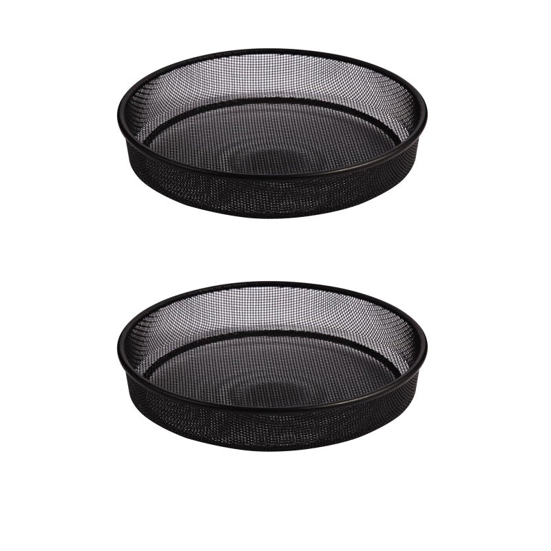Yojanner 2pcs Metal Round Bird Feeders Tray, Wild Birds Seed Feeder Tray, Bird Mesh Tray Outdoor Accessory for Humming Feeder Station - Image 1