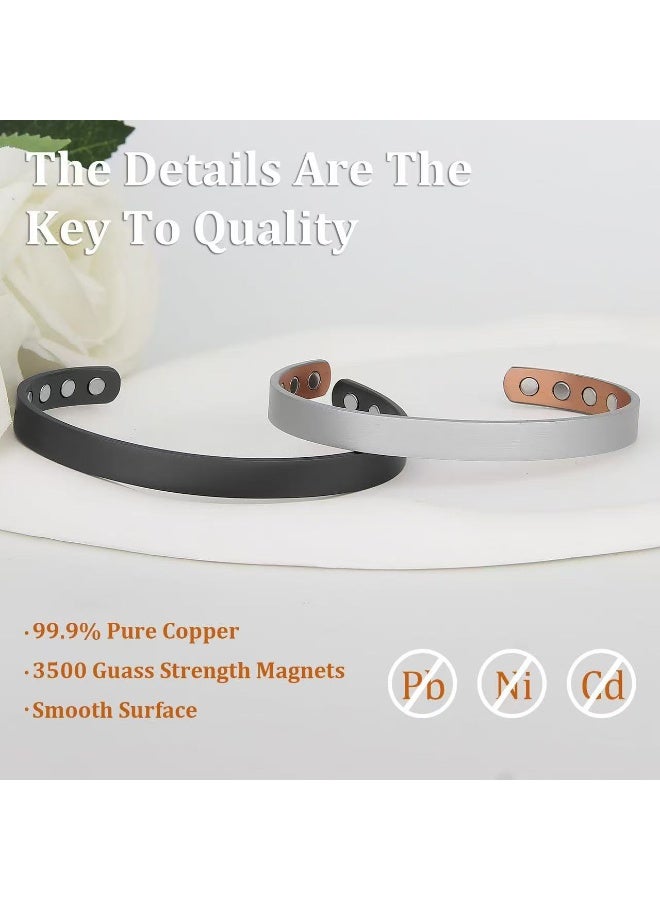 Goolsky Copper Magnetic Adjustable 1pc Cuff Bangle Unisex – Magnetic Closure Adjustable Size, Copper Material Anti-Tarnish, Daily Wear/Unisex Gift, Minimalist Retro Design - Image 3