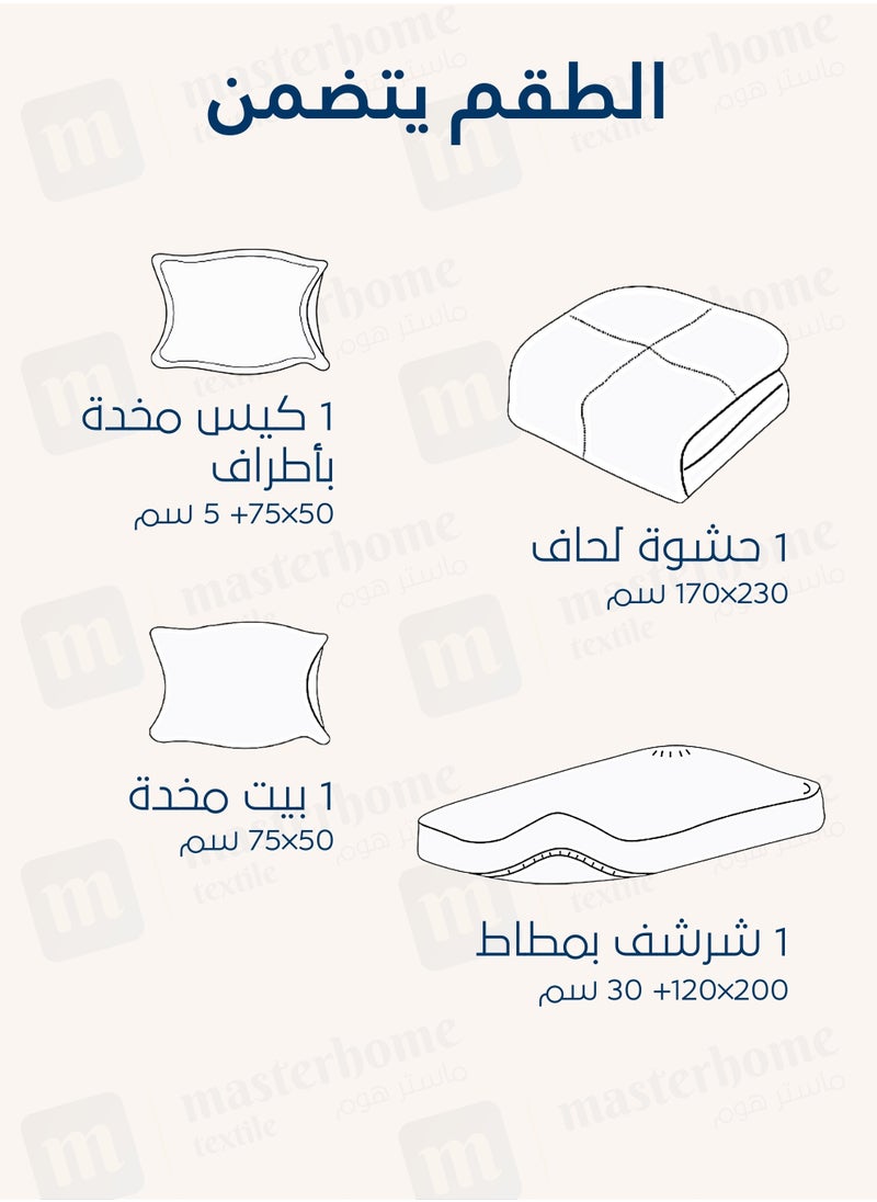 سيد المنسوجات المنزلية - مفرش صيفي مفرد من مايكروفايبر، يناسب سرير بحجم 120 سم × 200 سم،  4 قطع، مع الحشوة، سلسلة سيلين - Image 1