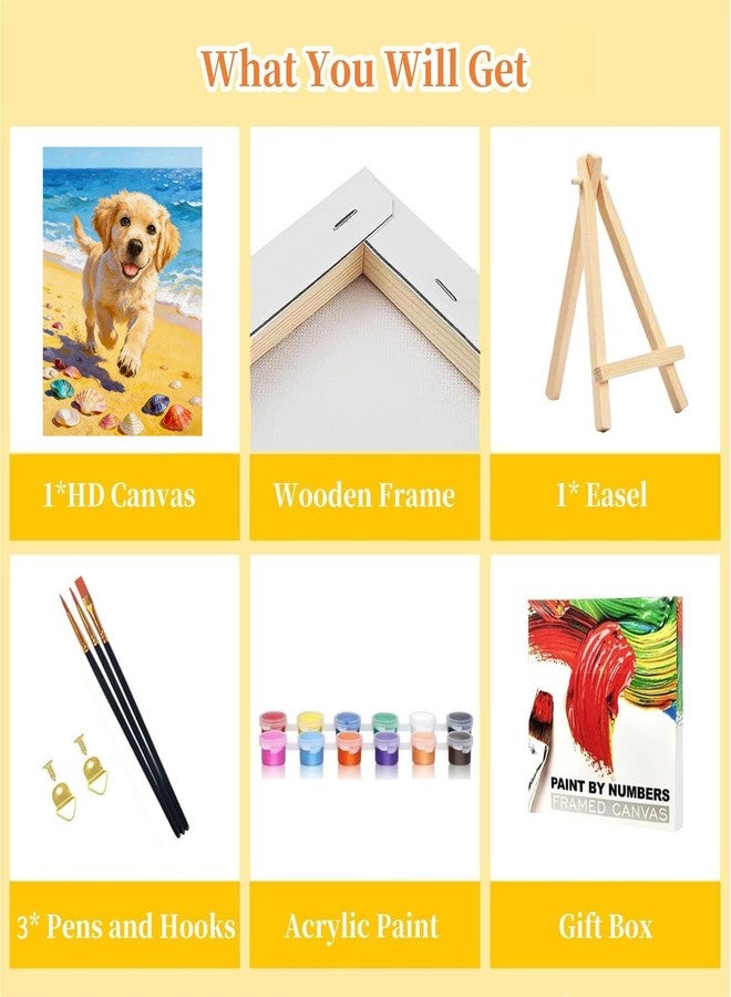 HITO Dog Paint by Numbers Kit for Kids 6-8-12 with Frame Easel - Animal Paint by Numbers for Kids, Small Painting by Number for Gift Home Wall Decor(8x12 inch) - Image 3