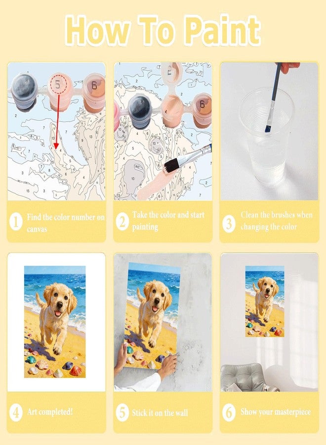 HITO Dog Paint by Numbers Kit for Kids 6-8-12 with Frame Easel - Animal Paint by Numbers for Kids, Small Painting by Number for Gift Home Wall Decor(8x12 inch) - Image 5