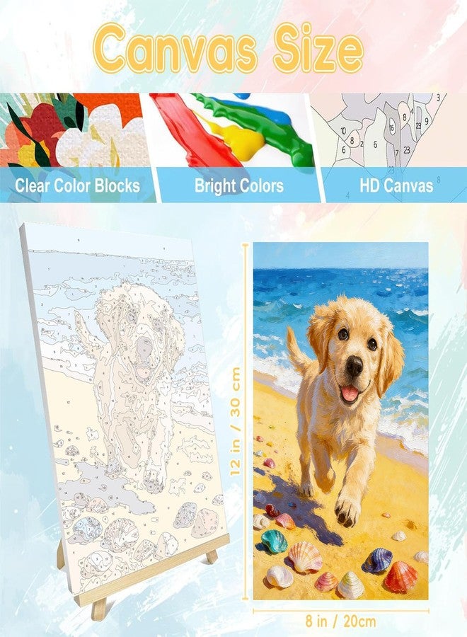 HITO Dog Paint by Numbers Kit for Kids 6-8-12 with Frame Easel - Animal Paint by Numbers for Kids, Small Painting by Number for Gift Home Wall Decor(8x12 inch) - Image 4