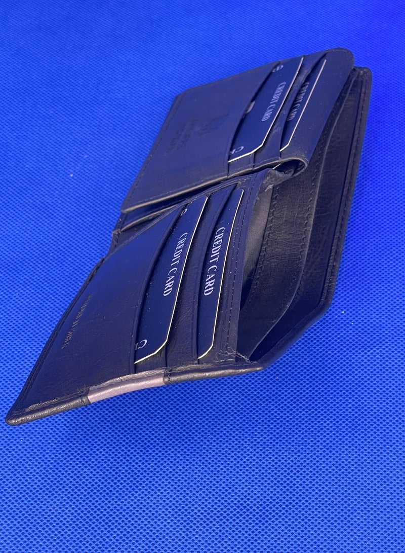 فيليب مورجان محفظة جلدية أصلية فاخرة قابلة للطي للرجال لون أسود - Image 4