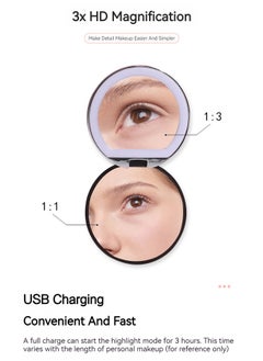 شاربدو مرآة مكياج قابلة للطي محمولة مع ضوء LED، قابلة للشحن عبر USB 7.5*7.5*2 سم  - Image 3