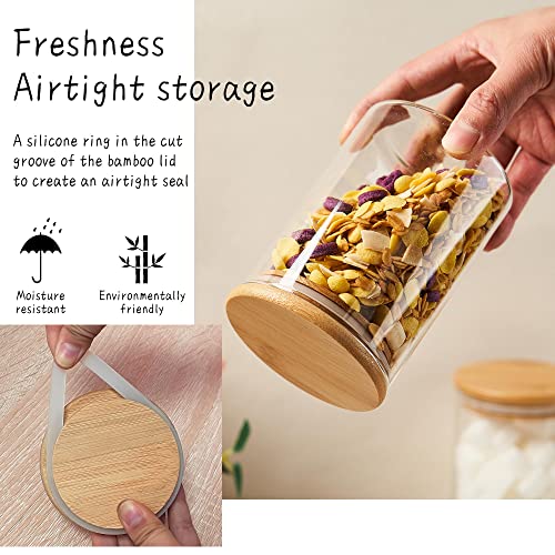 OneDream Glass Sugar Container with Spoon - 4 Pack 15oz Glass Jars with Bamboo Lid and Spoon, Bamboo Lid Storage Jar Containers for Coffee Beans, Spice, Brown Sugar, Tea, Flour, Nuts, Candy, Salts and More - Image 4