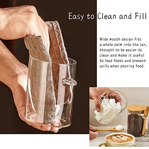 OneDream Glass Sugar Container with Spoon - 4 Pack 15oz Glass Jars with Bamboo Lid and Spoon, Bamboo Lid Storage Jar Containers for Coffee Beans, Spice, Brown Sugar, Tea, Flour, Nuts, Candy, Salts and More - Image 5