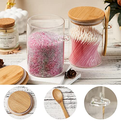 OneDream Glass Sugar Container with Spoon - 4 Pack 15oz Glass Jars with Bamboo Lid and Spoon, Bamboo Lid Storage Jar Containers for Coffee Beans, Spice, Brown Sugar, Tea, Flour, Nuts, Candy, Salts and More - Image 2