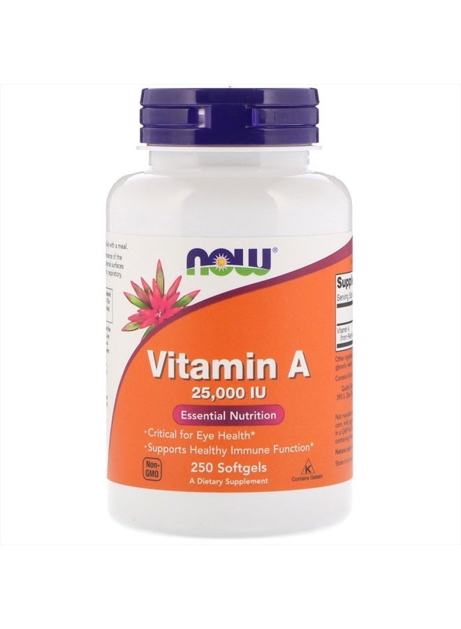 Now Foods Vitamin A, 25000 IU from Fish liver oil, 250 Softgels (Pack of 2) - Image 1