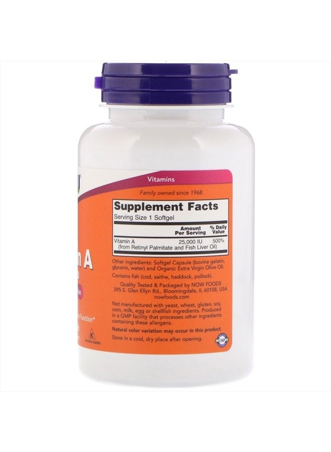 Now Foods Vitamin A, 25000 IU from Fish liver oil, 250 Softgels (Pack of 2) - Image 2