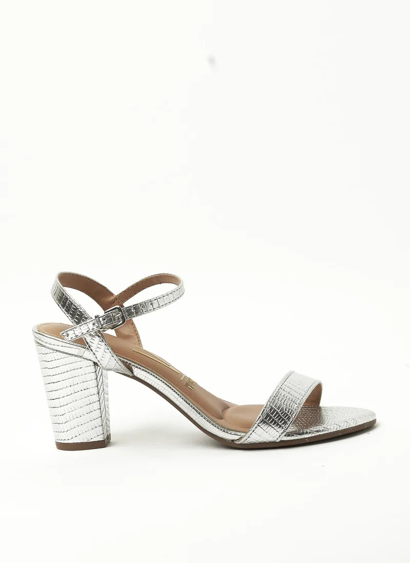 VIZZANO VIZZANO Party Sandals for Ladies – SILVER Sandals with Ankle Strap | Comfortable PU Upper & TPR Sole