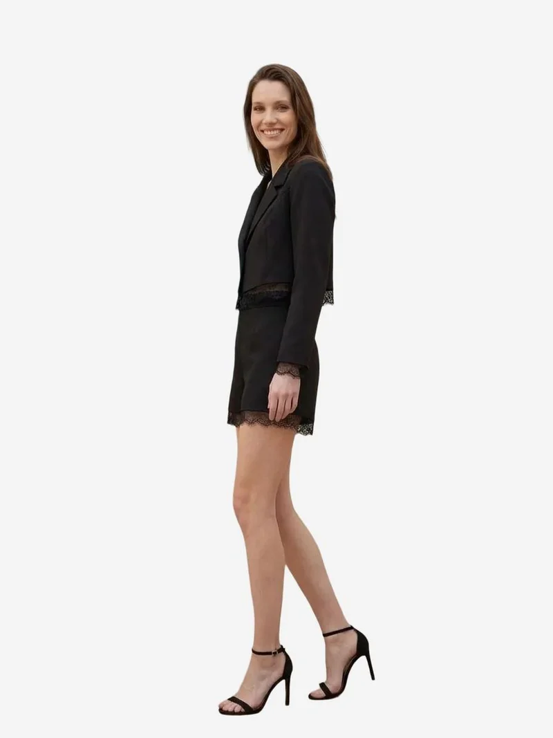 My Fashion Black MY FASHION Short Jacket and Wide-Leg Trousers Set for Women | Best Price UAE