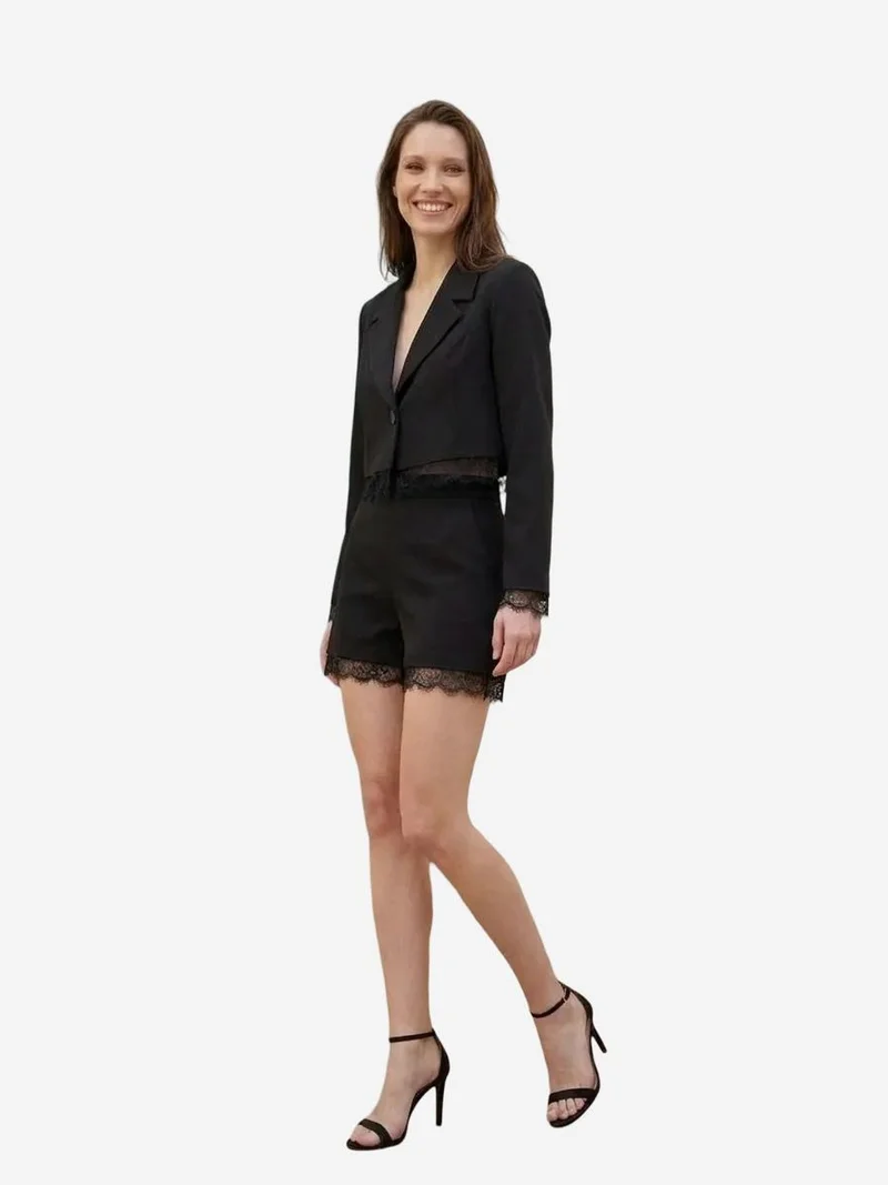My Fashion Black MY FASHION Short Jacket and Wide-Leg Trousers Set for Women | Best Price UAE